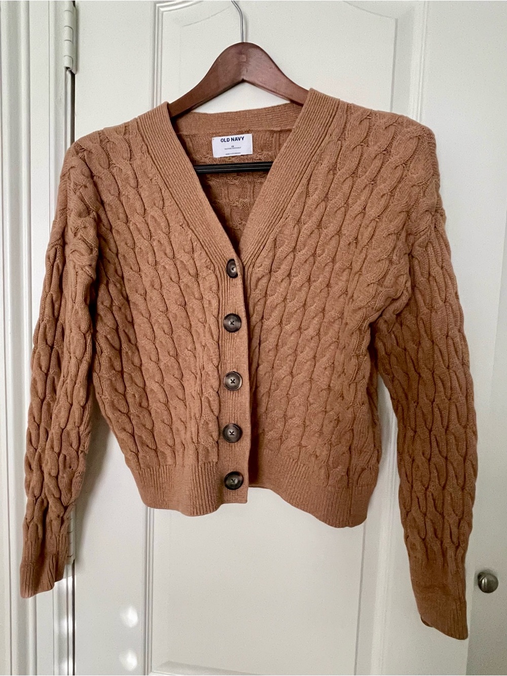 Old Navy Tan Cable-Knit Button Front Cardigan